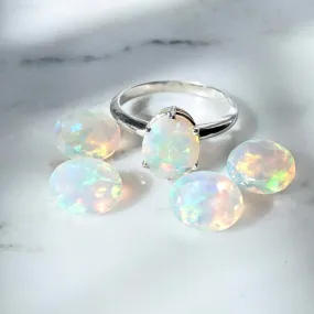 Ethiopian Opal Sliver Ring - 10 x 8 Oval Opal Ring - Alternative Opal Ring