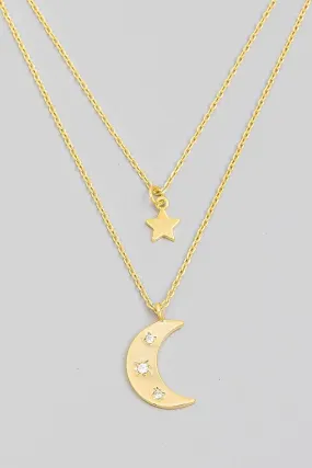 FMN169 Sun Moon Necklace Gold