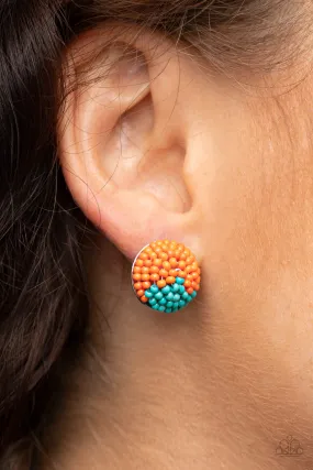 Paparazzi Accessories - As Happy As Can BEAD #E265 PegC5 - Orange Earrings