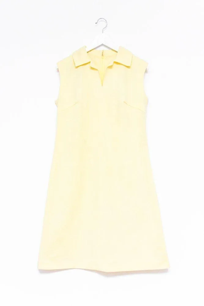 0583_YELLOW 60s A-LINE VINTAGE DRESS