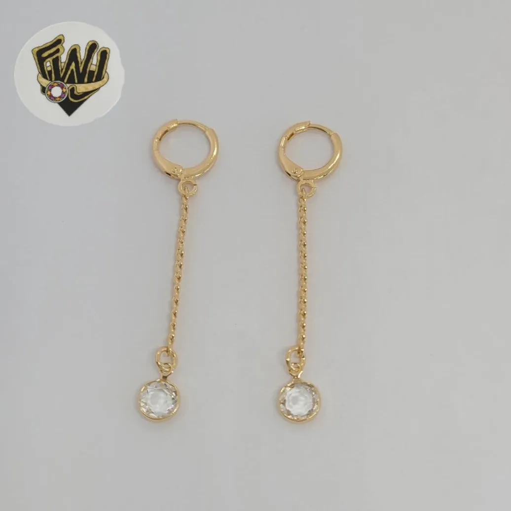 (1-1205-4) Gold Laminate - Dangle Zircon Hoops - BGF