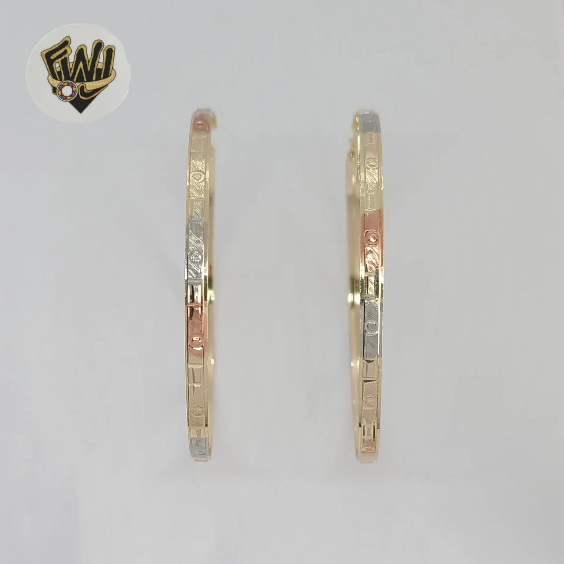 (1-2769-2) Gold Laminate - Three Tone Big Hoops - BGO