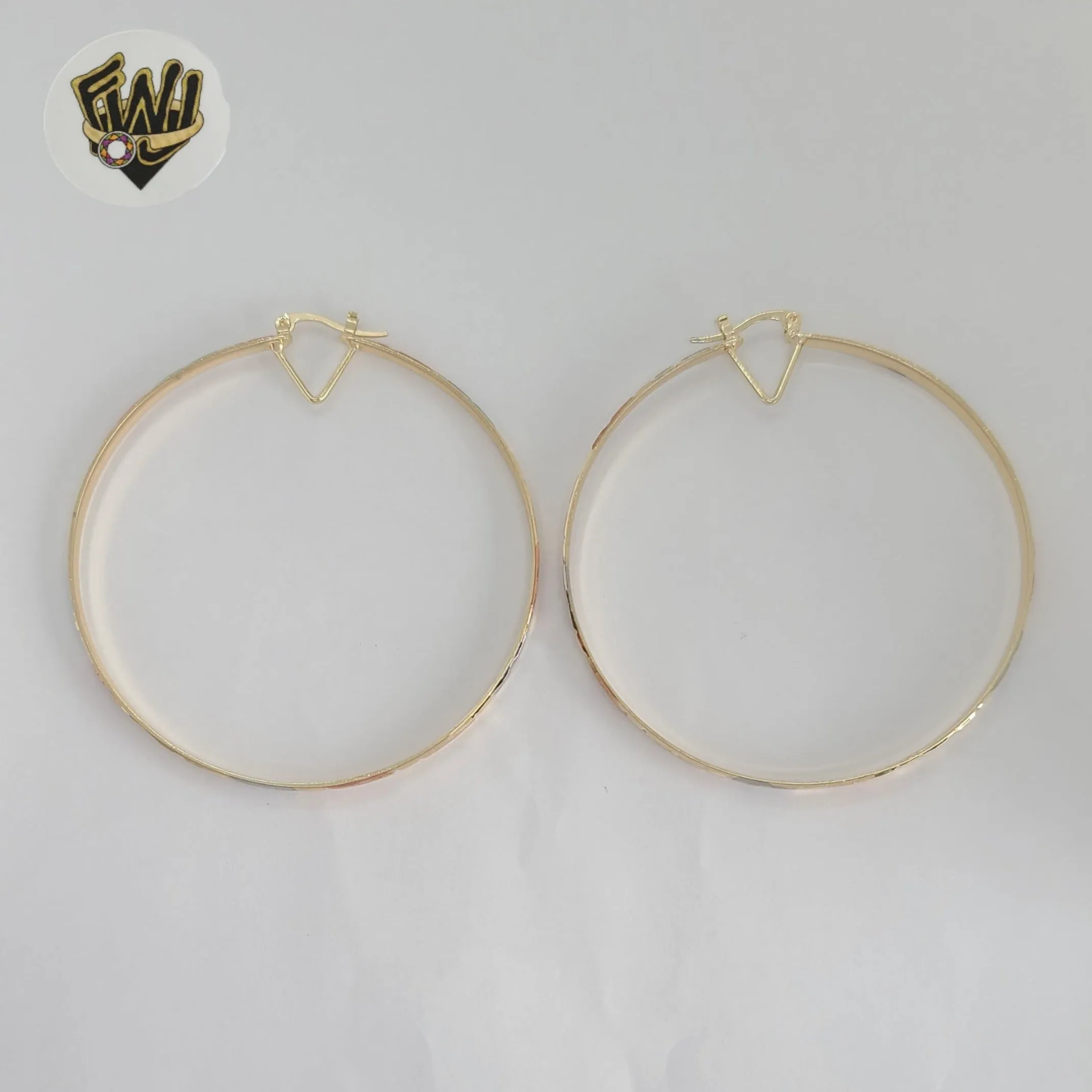 (1-2769-2) Gold Laminate - Three Tone Big Hoops - BGO