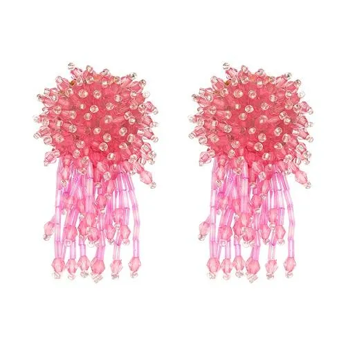 10 Colors Crystal Beads Tassel Dangle Drop Earrings for Fashion Women