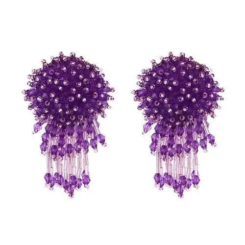 10 Colors Crystal Beads Tassel Dangle Drop Earrings for Fashion Women