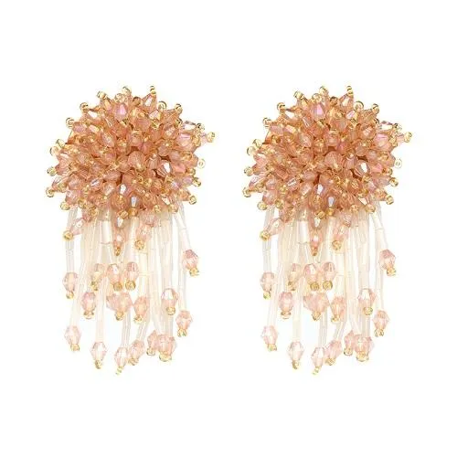 10 Colors Crystal Beads Tassel Dangle Drop Earrings for Fashion Women