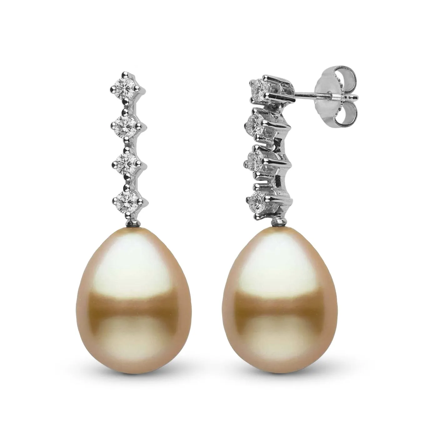 10.0-11.0 mm Golden South Sea Drop Pearl and Diamond Luminary Earrings