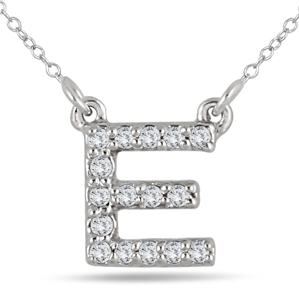 1/10 Carat Tw E Initial Diamond Pendant In 10K White Gold