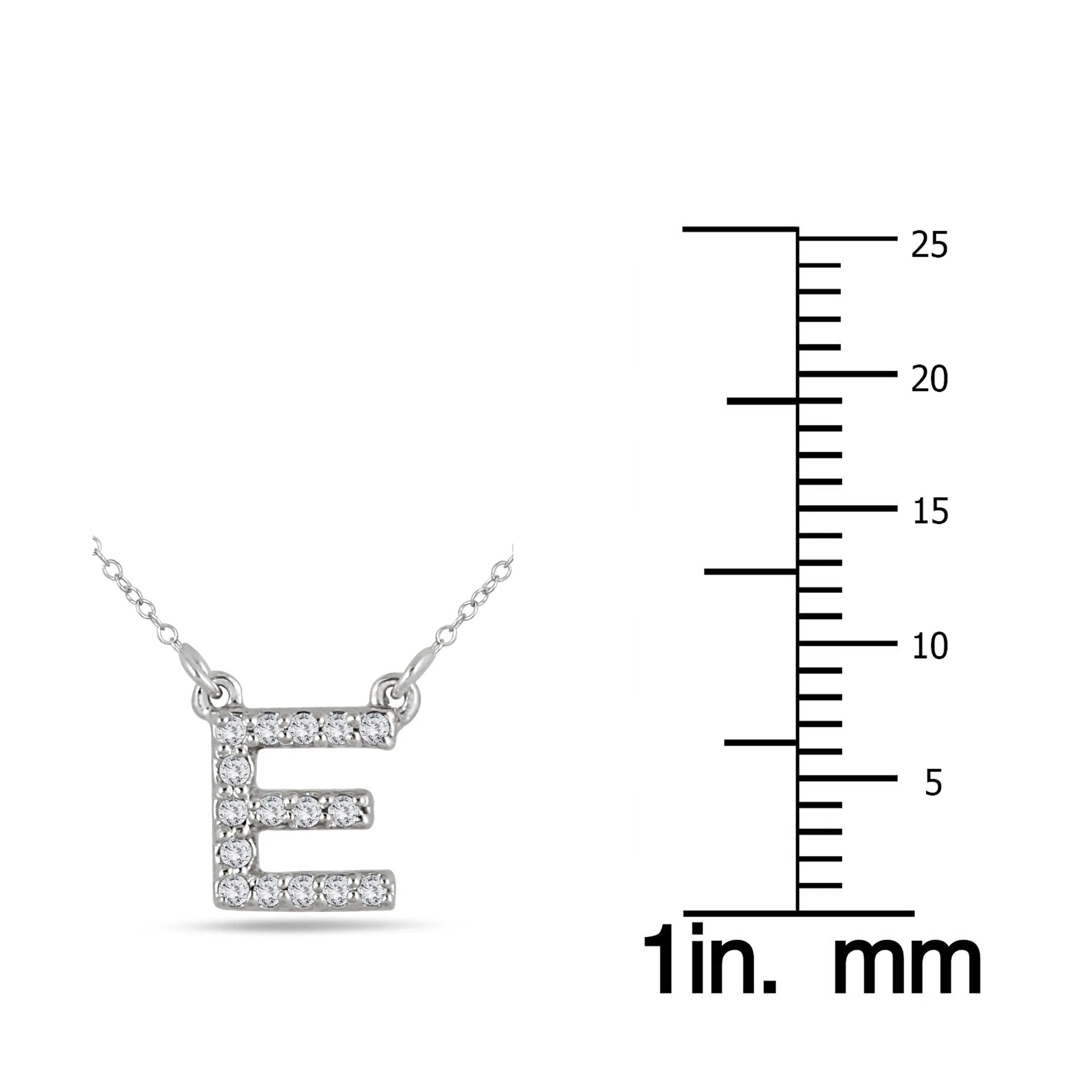 1/10 Carat Tw E Initial Diamond Pendant In 10K White Gold