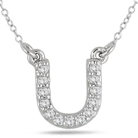 1/10 Carat Tw U Initial Diamond Pendant In 10K White Gold