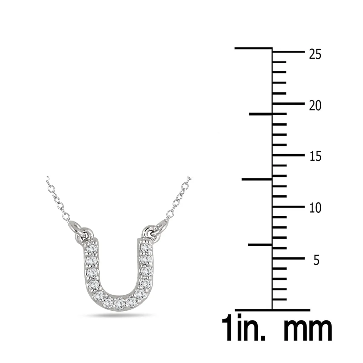 1/10 Carat Tw U Initial Diamond Pendant In 10K White Gold