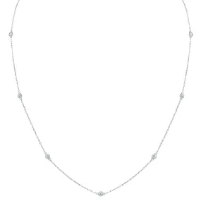 1/2 Carat Tw Bezel Set Diamond Station Necklace In 14K White Gold