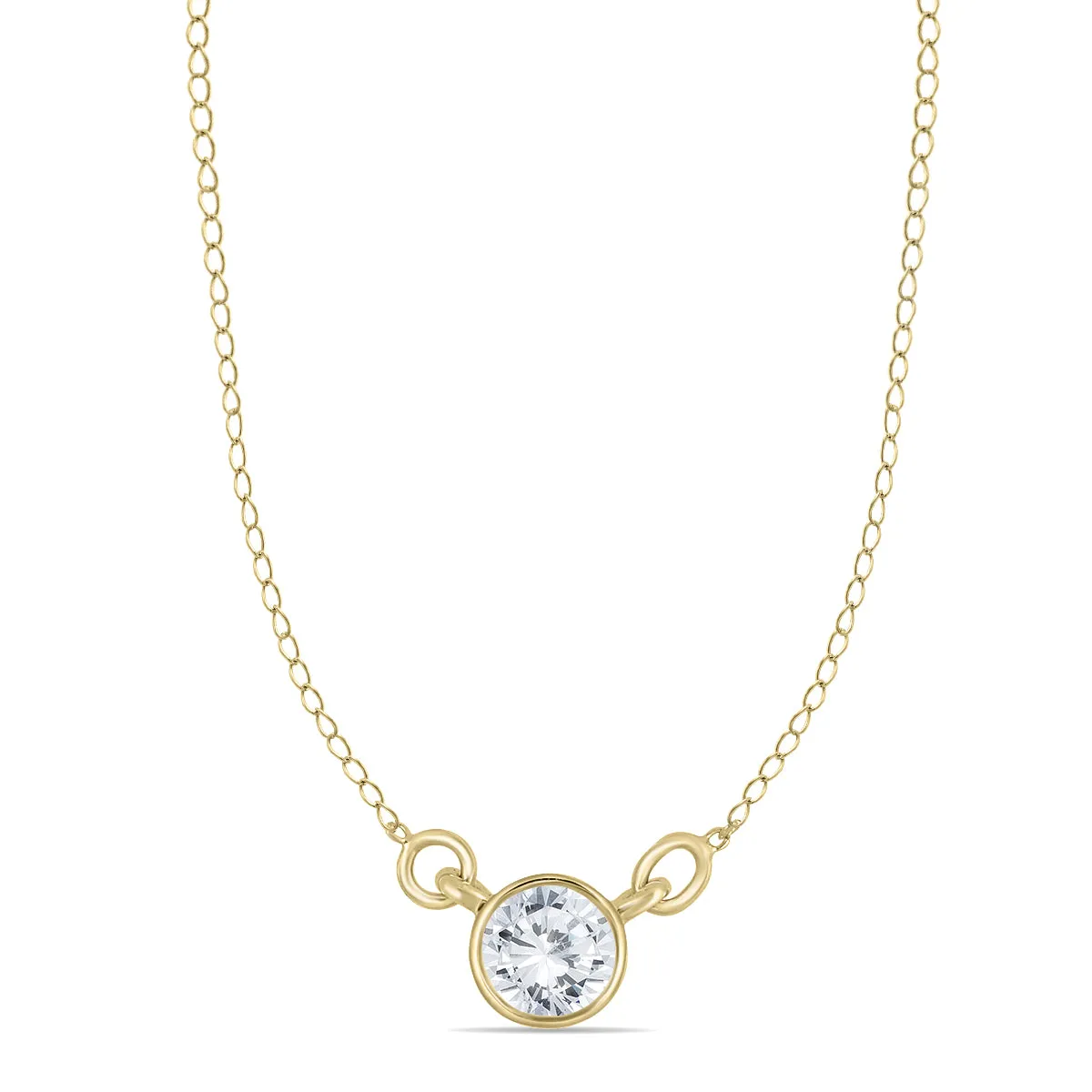 1/2 Carat Tw Natural Diamond Bezel Necklace In 14K Yellow Gold