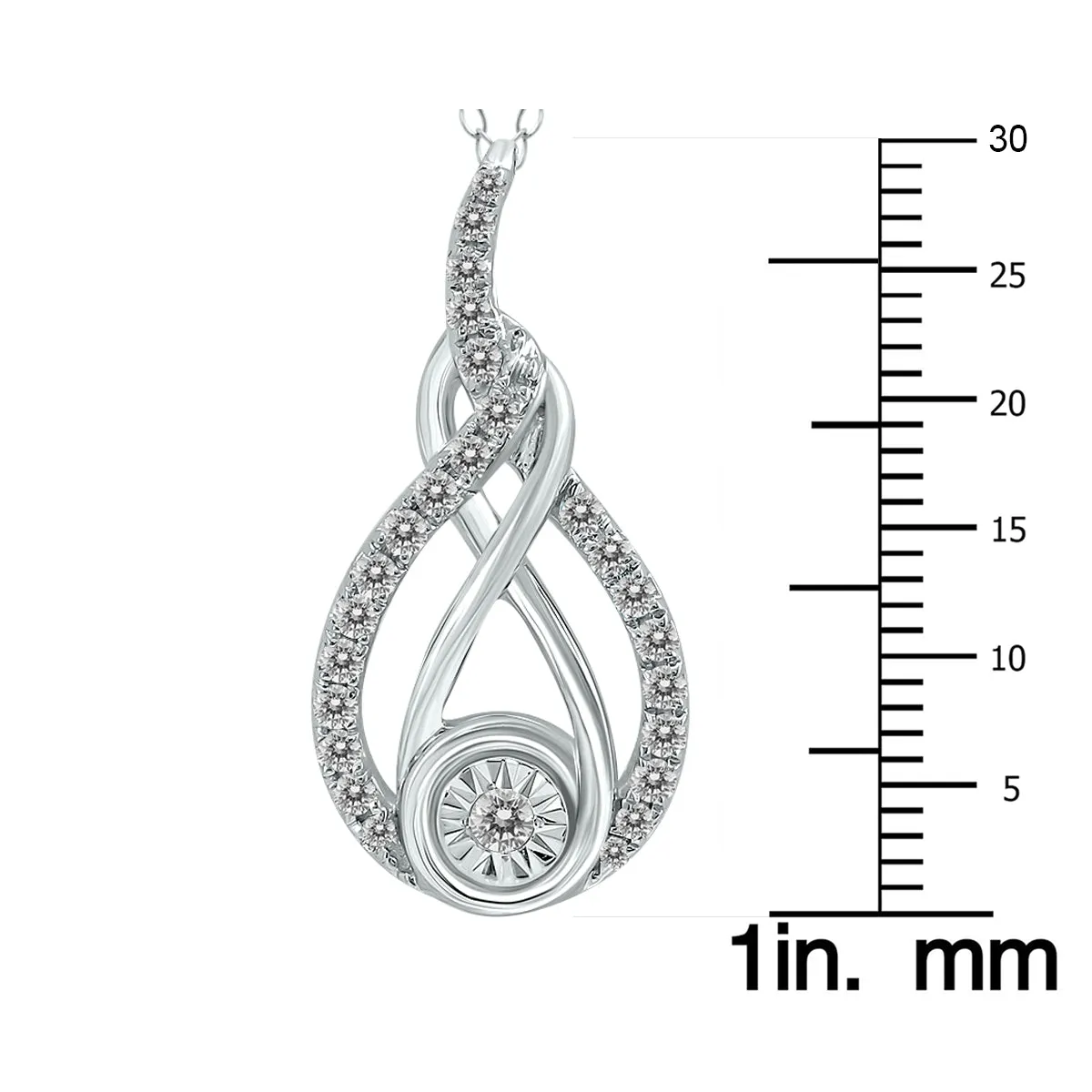 1/2 Ctw Twisted Diamond Infinity Drop Pendant In 14K White Gold