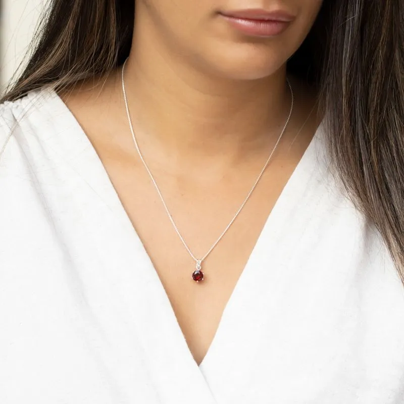 14K Gold Plated Garnet Necklace, December Birthstone