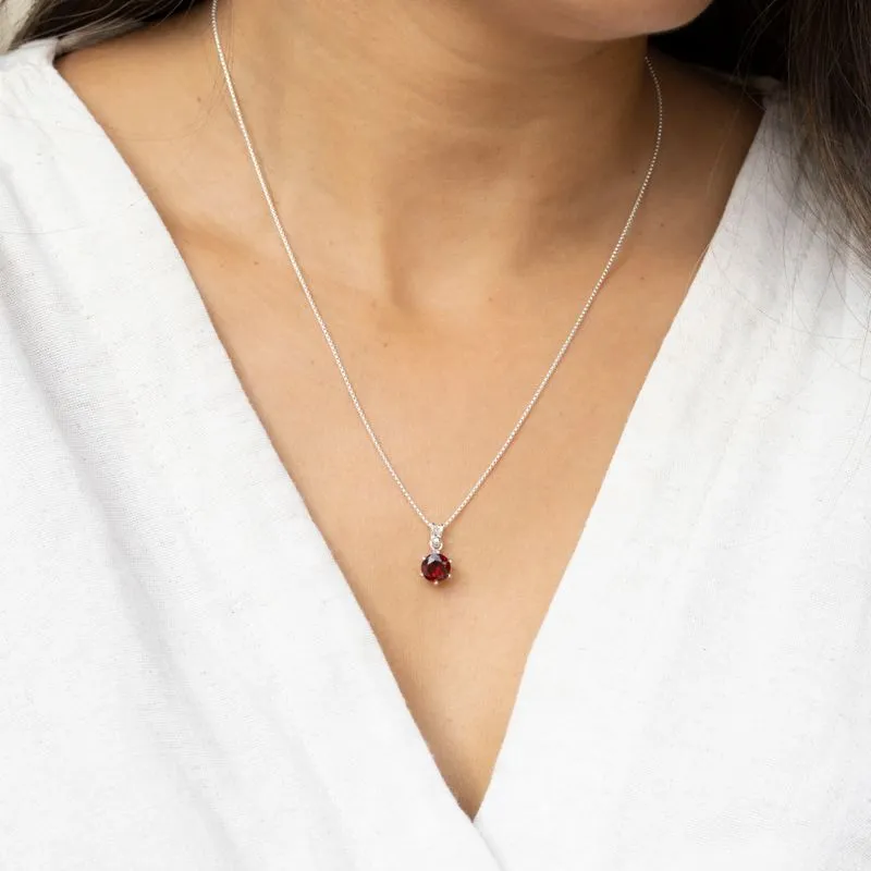 14K Gold Plated Garnet Necklace, December Birthstone