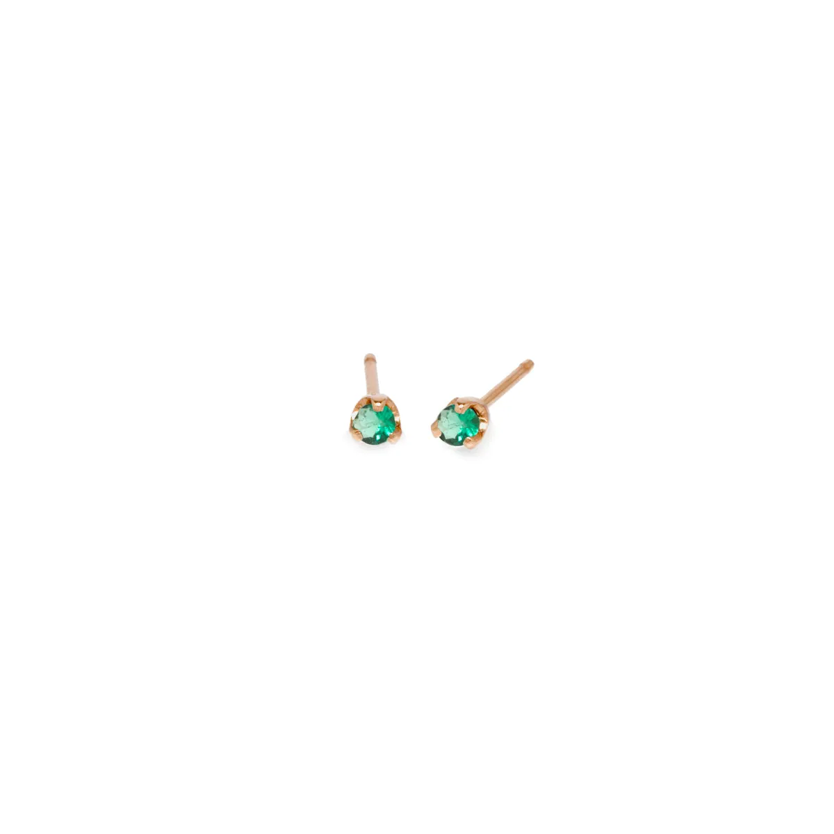 14k Small Emerald Prong Studs | May Birthstone