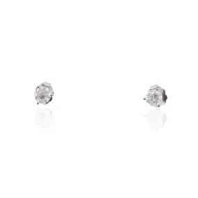 14K WHITE GOLD ROUND DIAMOND STUD EARRINGS - 0.75CTW