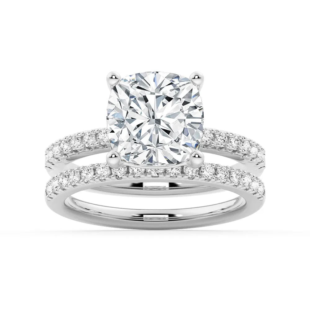 1.5 CT. Cushion Shaped Moissanite Bridal Set with Men's Wedding Band