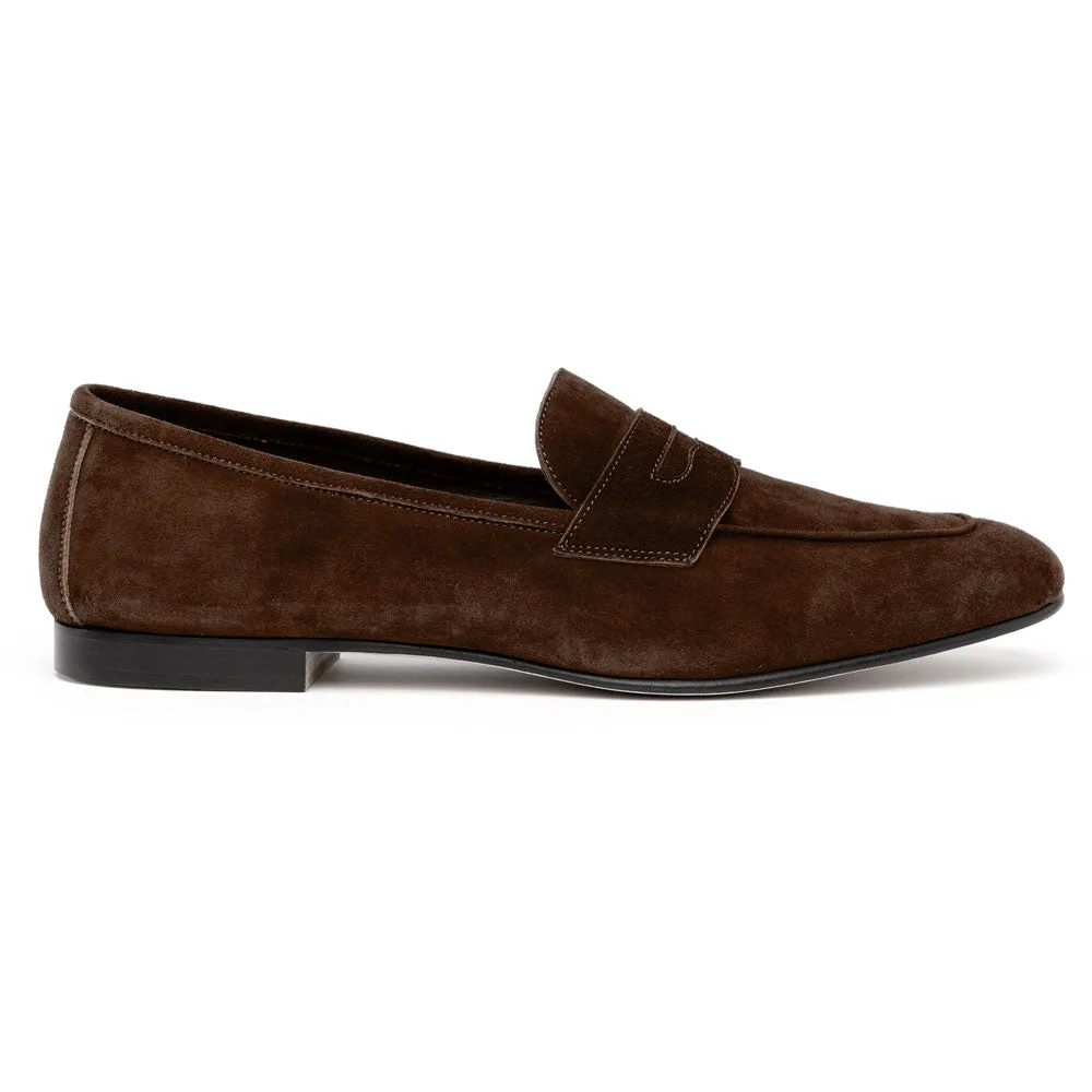 16-100-CAF TASCA Italian Sueded Kid Loafer Cafe