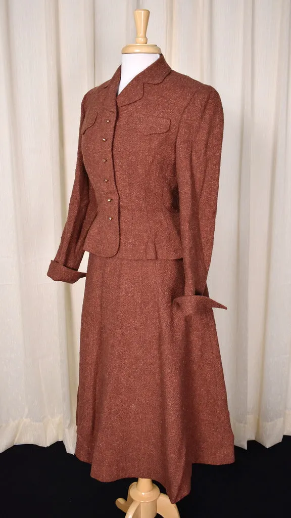 1940s Brown A-line Skirt Suit