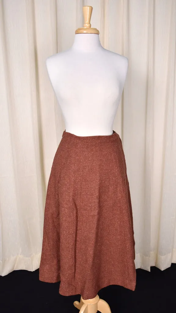 1940s Brown A-line Skirt Suit