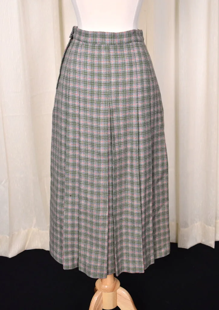 1940s Green Plaid Skirt Suit