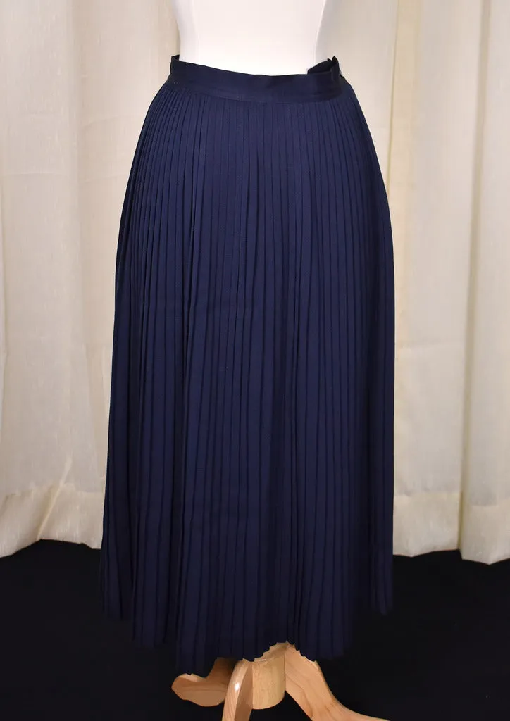 1940s Vintage Navy Pleated Skirt