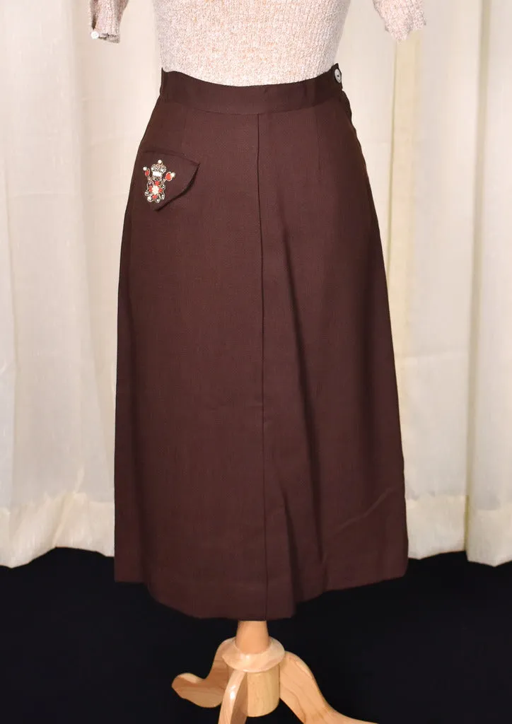 1940s Vintage Rhinestone Pocket Skirt