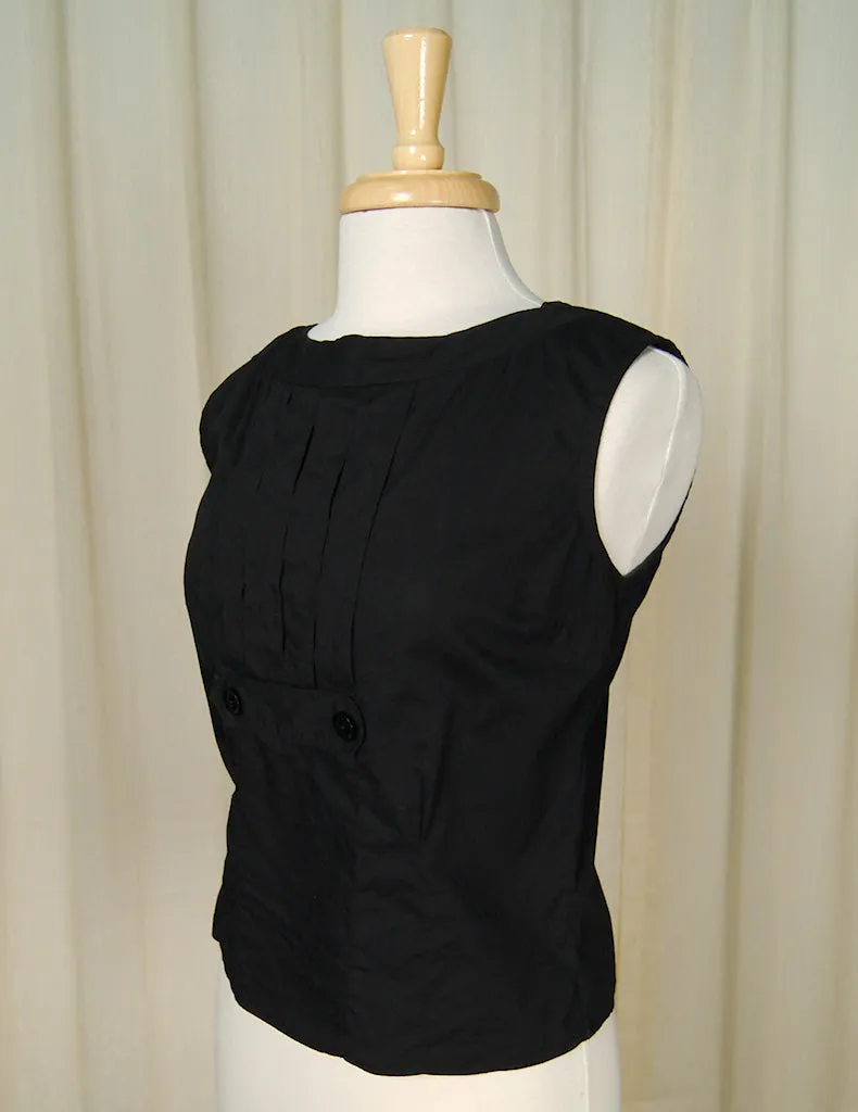 1950s Black Pleated Blouse