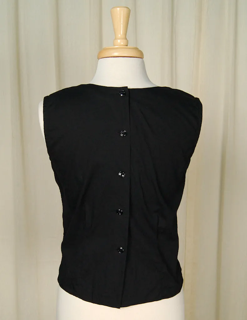 1950s Black Pleated Blouse