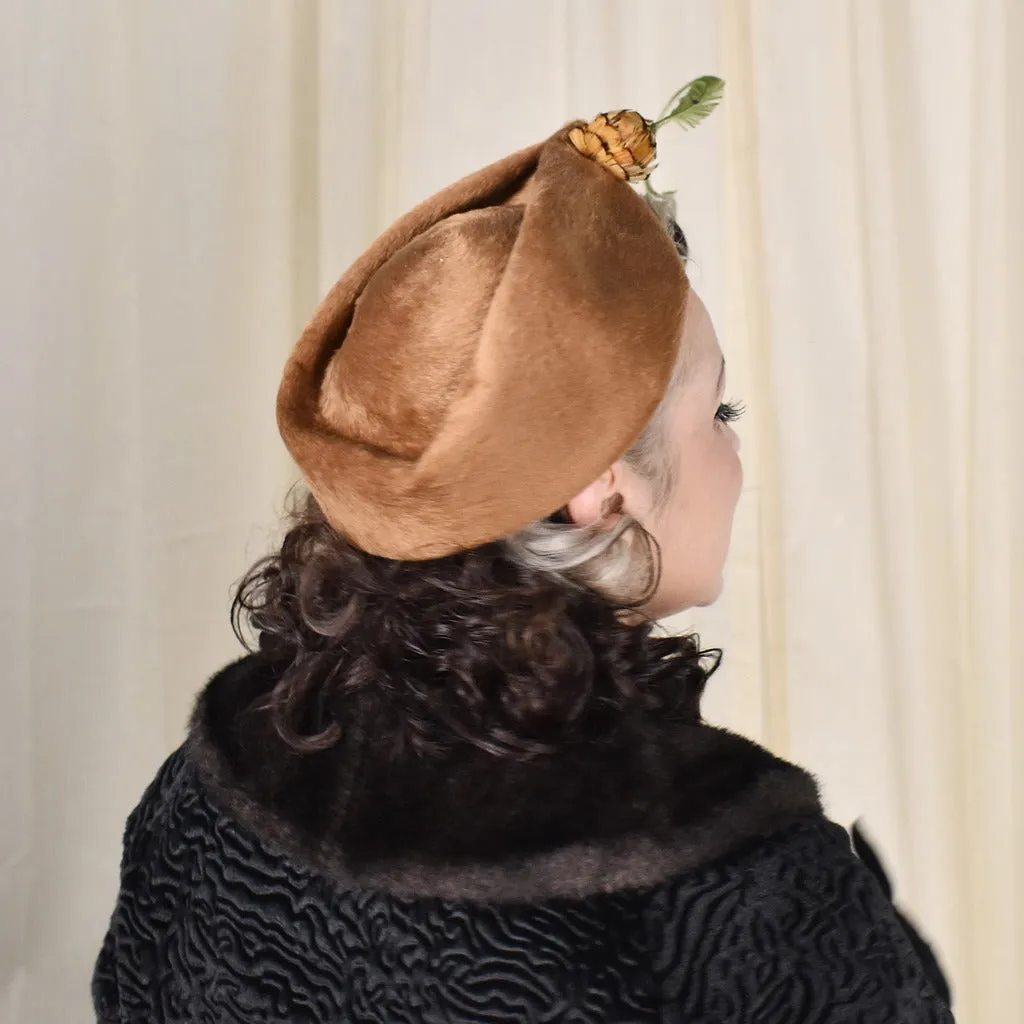 1950s Brown Feather Vintage Hat