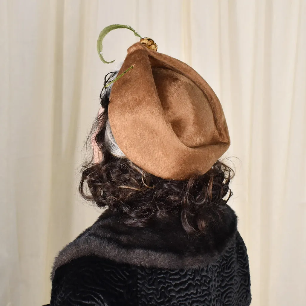 1950s Brown Feather Vintage Hat