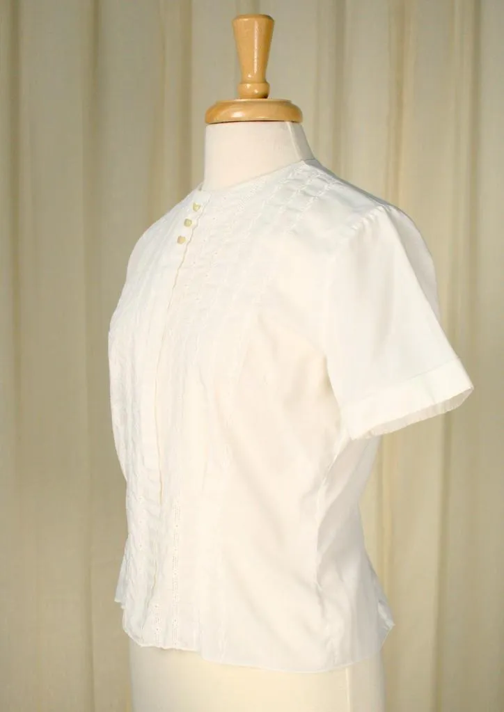 1950s Button Back Eyelet Blouse