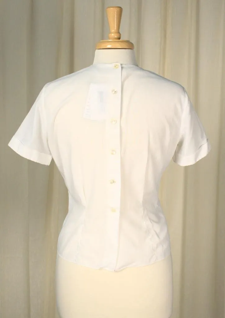 1950s Button Back Eyelet Blouse