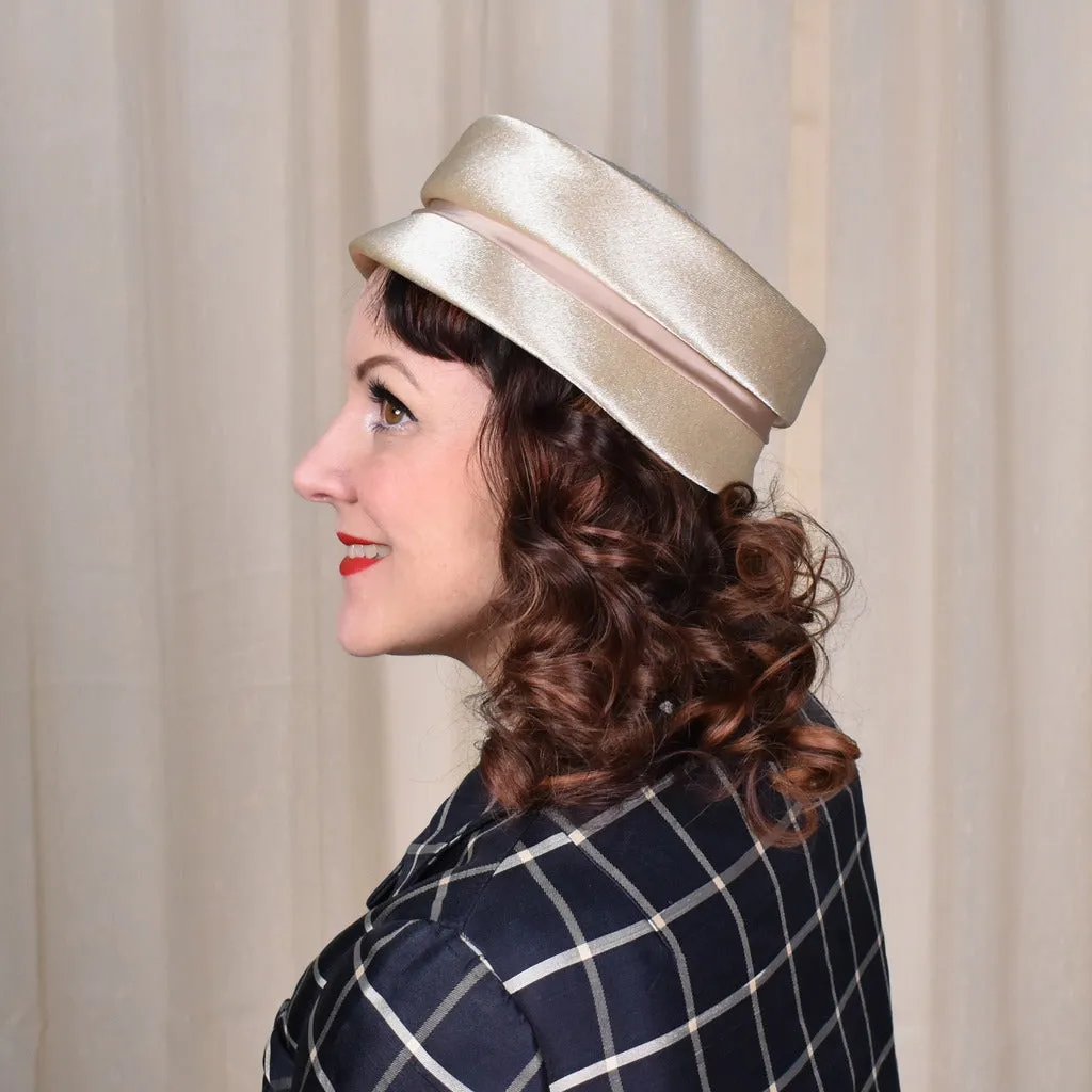 1950s Cream Rhinestones & Tassels Hat