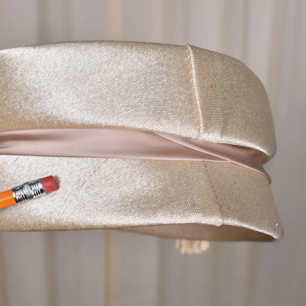 1950s Cream Rhinestones & Tassels Hat