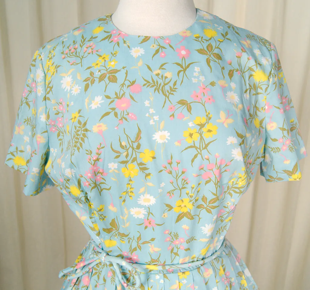 1950s Floral Pleated Dress