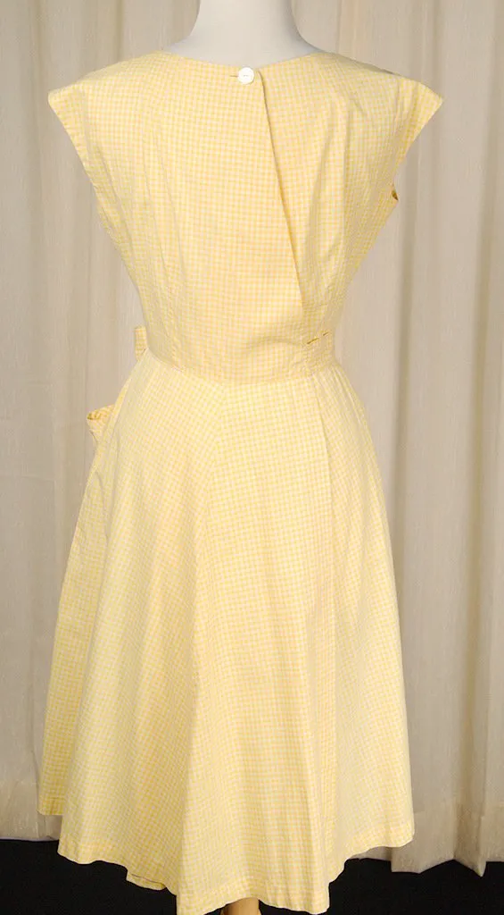 1950s Gingham Floral Wrap Dress