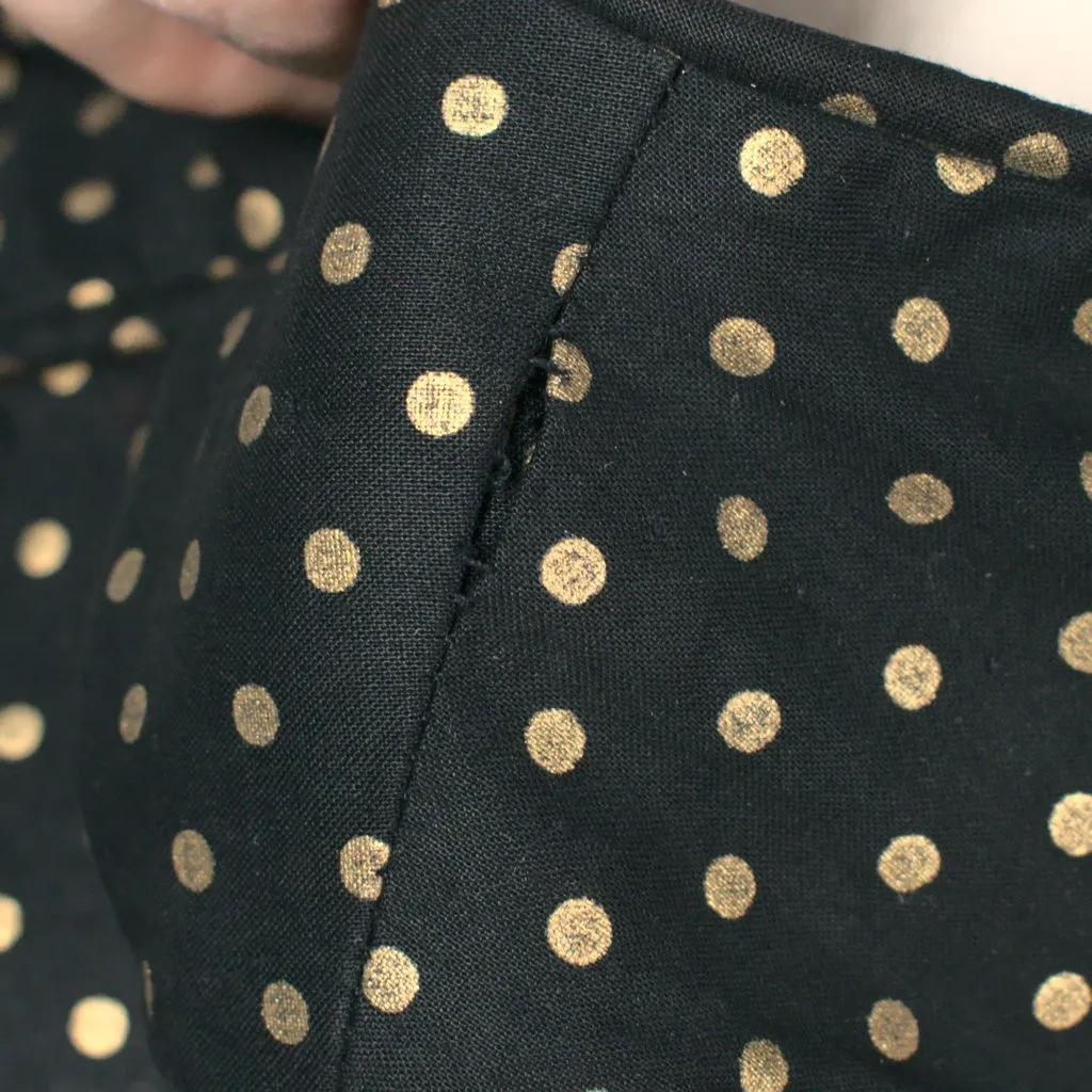 1950s Gold & Black Dot Dress