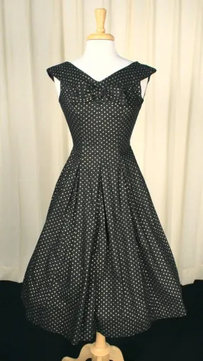 1950s Gold & Black Dot Dress