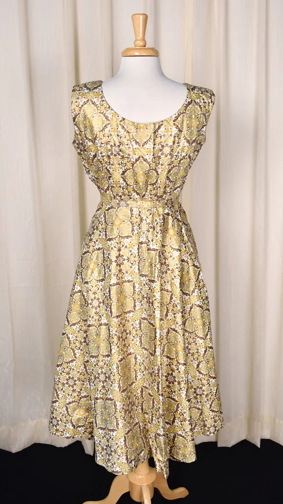 1950s Gold Beaded Dance Vintage Dress