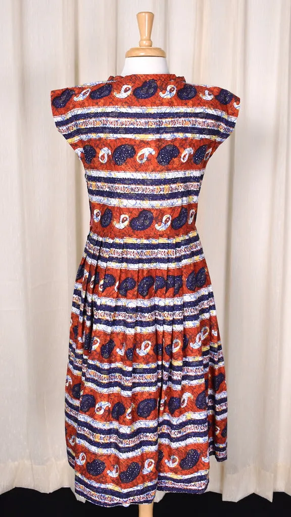 1950s Paisley Batik Vintage Swing Dress