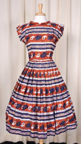 1950s Paisley Batik Vintage Swing Dress