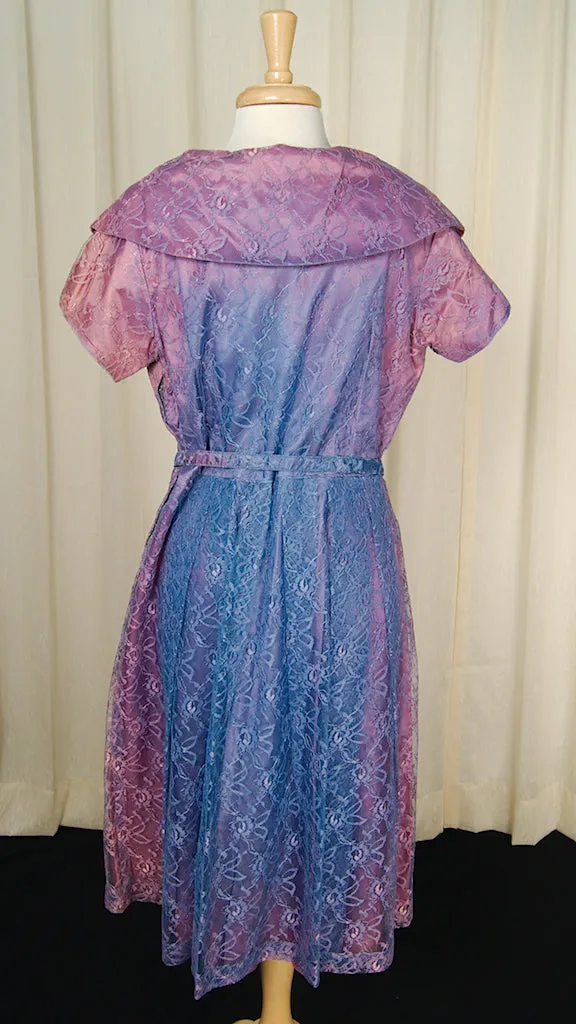 1950s Purple & Pink Lace Dress