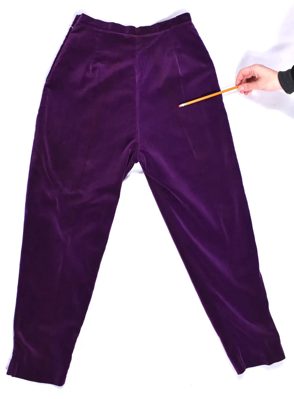 1950s Purple Velvet Ankle Pants