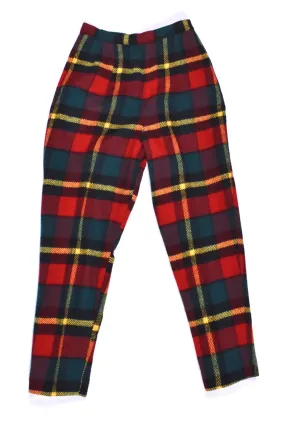 1950s Red & Green Plaid Wool Ankle Pants