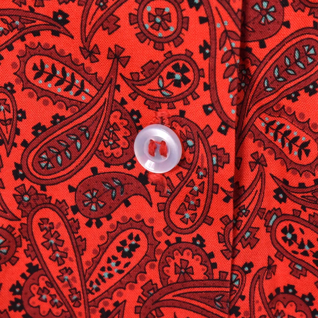 1950s Red Paisley Sleeveless Rockabilly Blouse