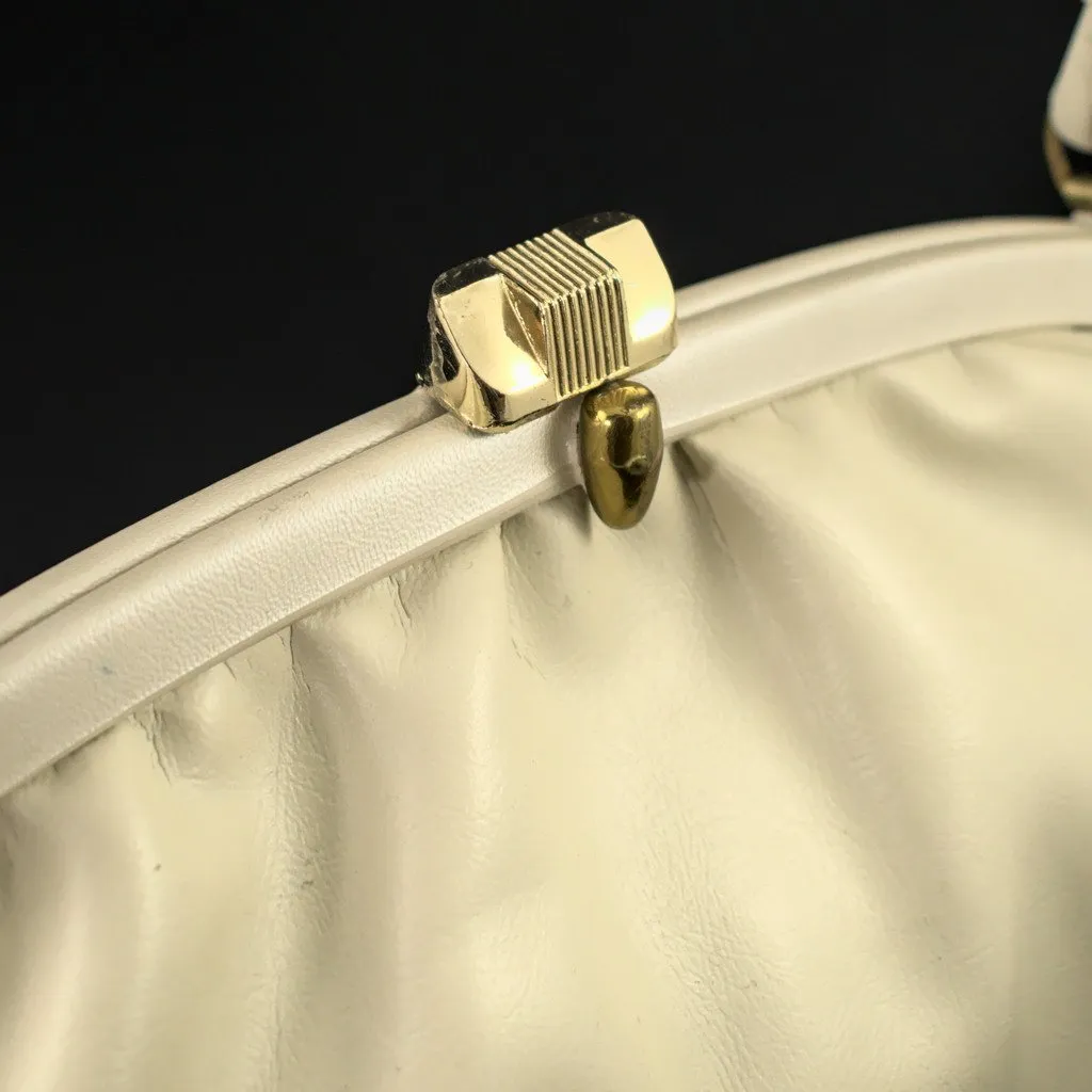 1950s Rounded Beige Handbag