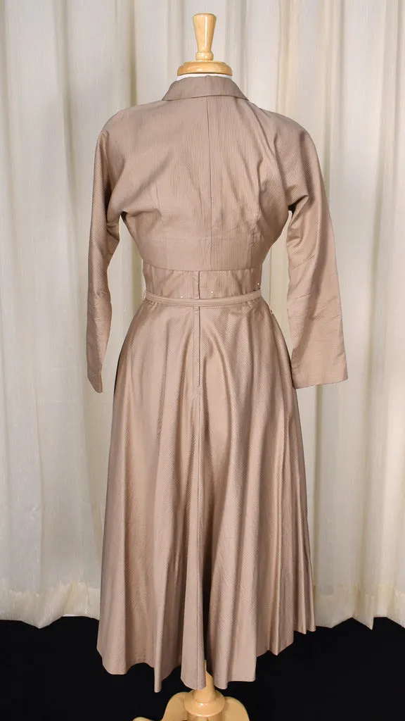 1950s Tan Soutache Vintage Dress Set